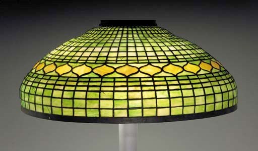A 'GEOMETRIC' LEADED GLASS SHADE