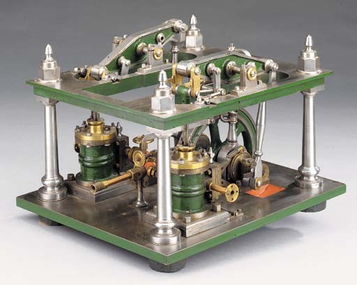 An unusual and well engineered model twin cylinder double beam engine,