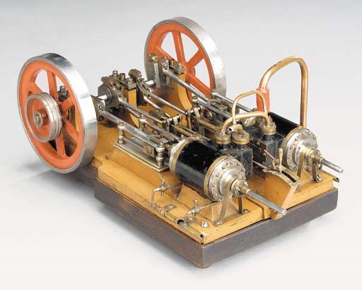 An unusual model twin cylinder horizontal reversing pit winding engine,