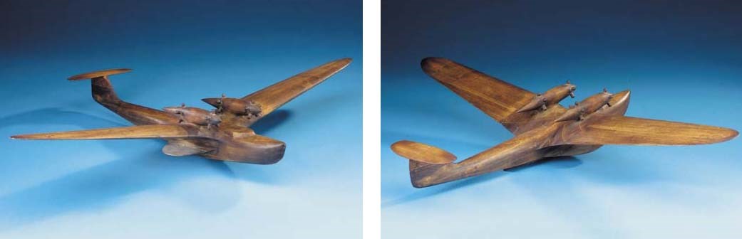 An unusual wooden wind tunnel model of a Flying boat,