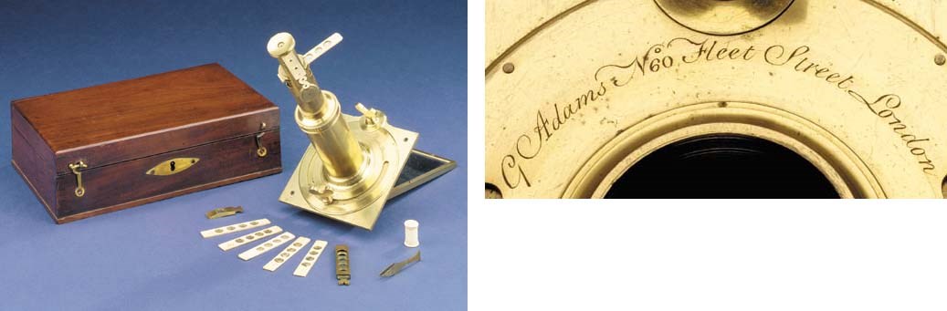 A fine late 18th-Century lacquered-brass solar microscope,