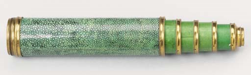 A fine late 18th-Century shagreen-covered four-draw 1¾-inch telescope,