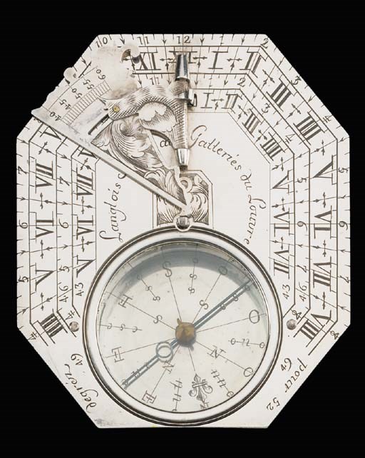 A fine 18th-Century silver Butterfield-pattern horizontal compass sundial,