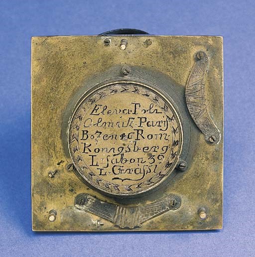 A late 18th-Century brass Augsburg-pattern equinoctial compass sundial,
