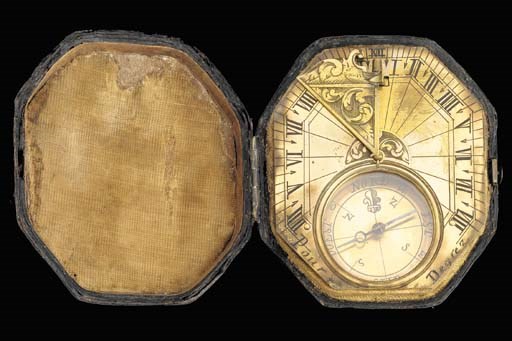 A late 18th-Century brass Butterfield-type compass sundial,