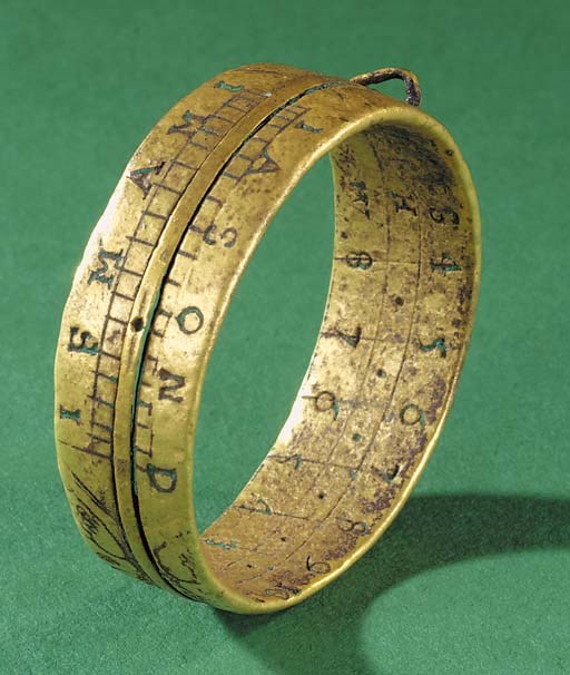 A late 17th-Century English brass ring dial,