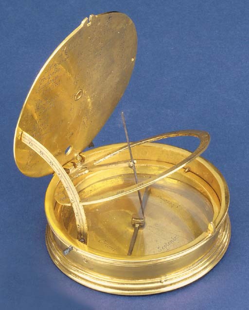 A German 19th-Century brass equinoctial compass sundial and nocturnal,
