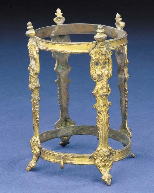 An early 17th-Century gilt-brass [?] sandglass frame,