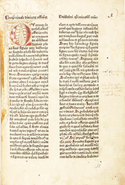 DURANTI, Guillelmus. Rationale divinorum officiorum. [Cologne: Zel, ca 1475].