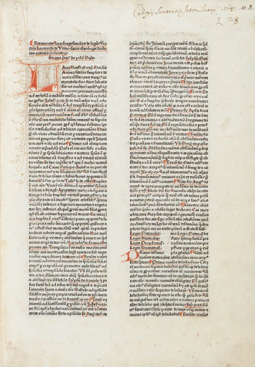 LEONARDUS DE UTINO (1400-1470). Sermones quadragesimales de legibus. [Cologne: Conrad Winters de Homborch, ca 1475].