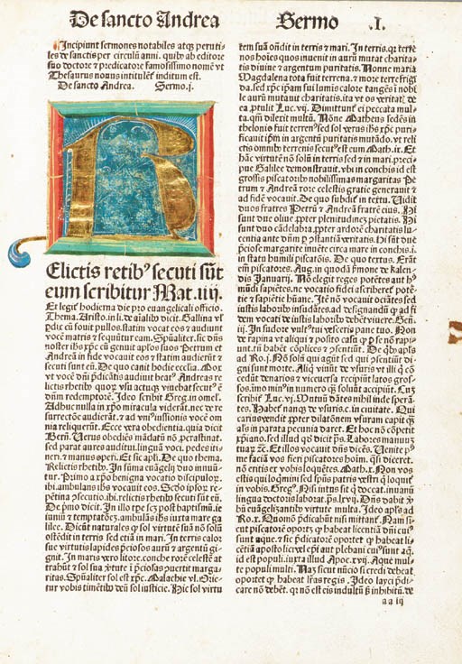 PETRUS DE PALUDE (pseudo-). Sermones thesauri novi de tempore et de sanctis. Nuremberg: Anton Koberger, 18th February 1487.