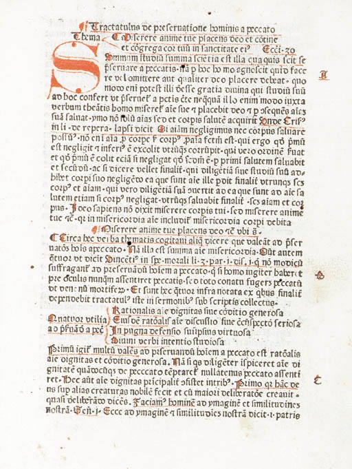 WANN, Paulus (d. 1489). Sermones de praeseruatione hominis a peccato. Nuremberg: Fratres Ordinis Eremitarum S. Augustini, 1479-91].