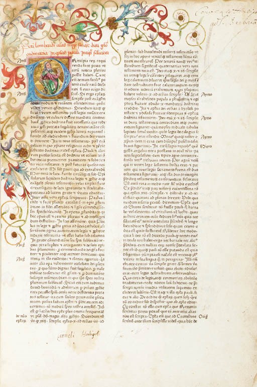 PETRUS LOMBARDUS. Glossa in epistula Pauli. [Esslingen: Conrad Fyner, not after 1473].