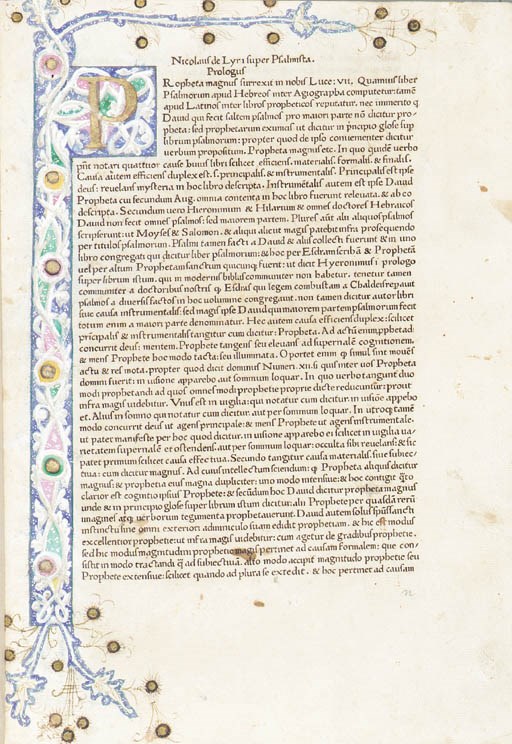 NICOLAUS DE LYRA (ca 1270-1349). Postilla super totam Bibliam. Edited by Johannes Andreae de Bussi (1417-1475). Rome: Conradus Sweynheym and Arnoldus Pannartz, 26th May 1472.