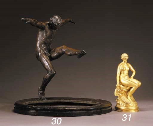 A FRENCH PATINATED-BRONZE FIGURE OF NARCISSE