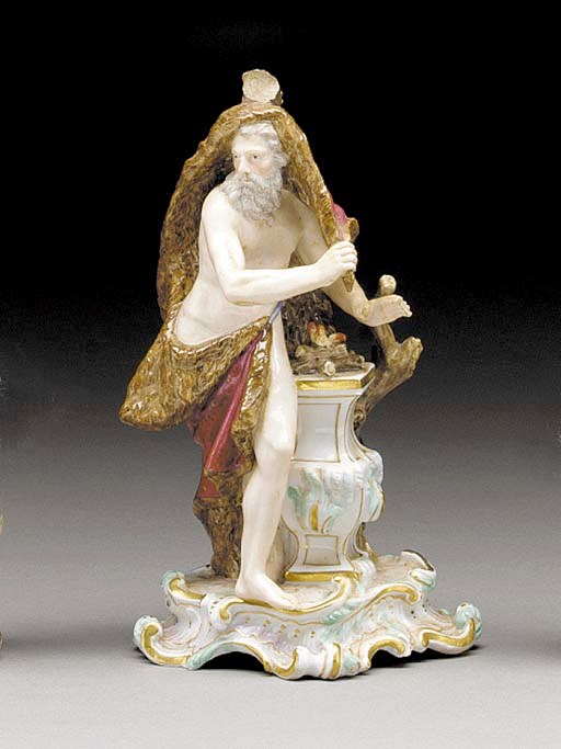 A MEISSEN FIGURE EMBLEMATIC OF WINTER