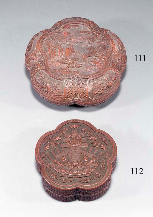 A cinnabar lacquer lobed box and cover
18th century