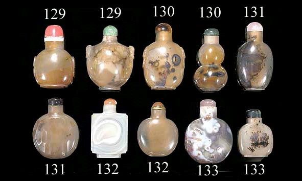 A group of thirty-five Chinese agate snuff bottles
19/20th Century