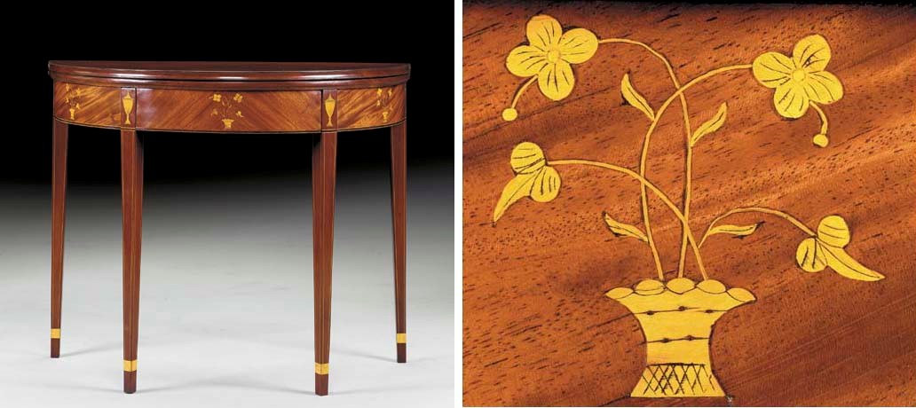A FEDERAL INLAID MAHOGANY CARD TABLE