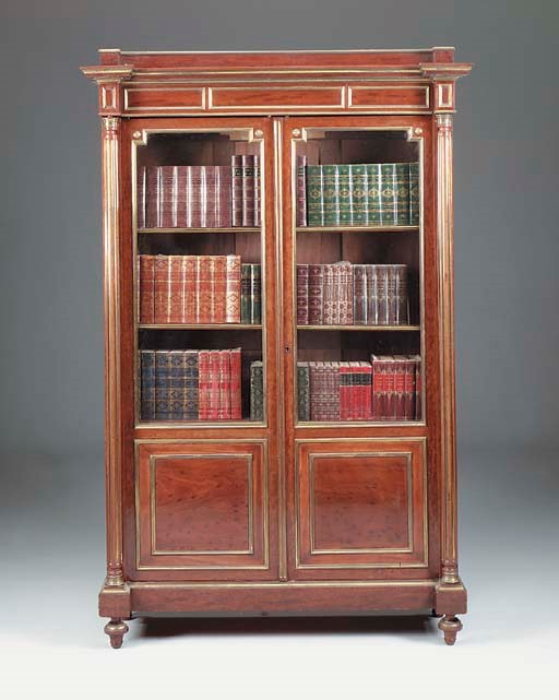 A French mahogany and brass mounted bibliotheque, late 19th century
