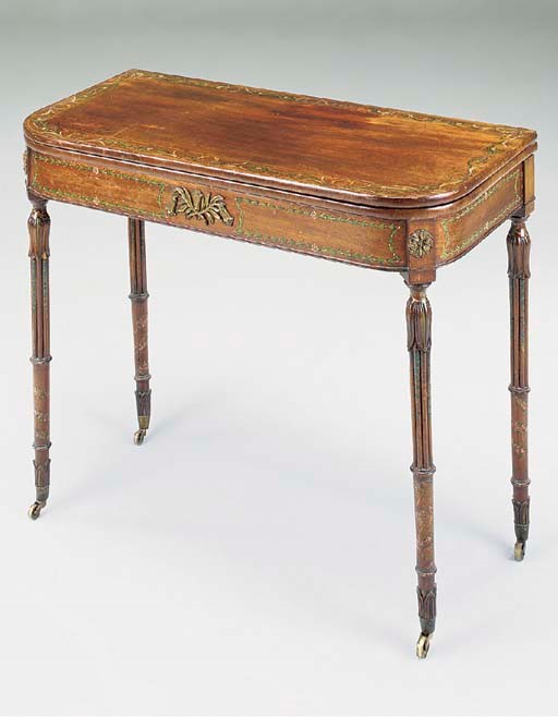 A MAHOGANY AND DECORATED TEA TABLE, EARLY 19TH CENTURY