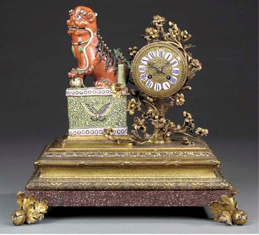 A French ormolu and porcelain mounted mantel clock, late 19th century