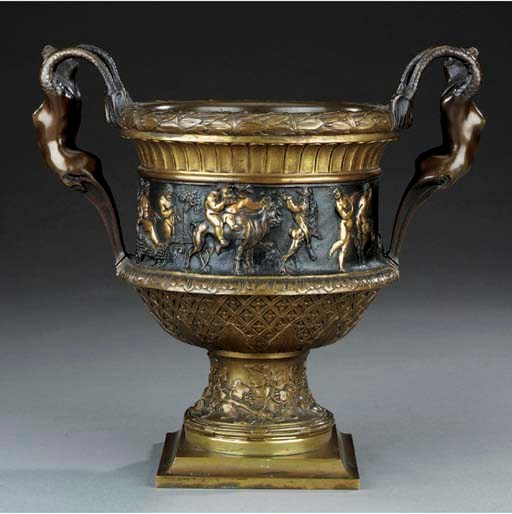A Continental bronze urn, early 20th century