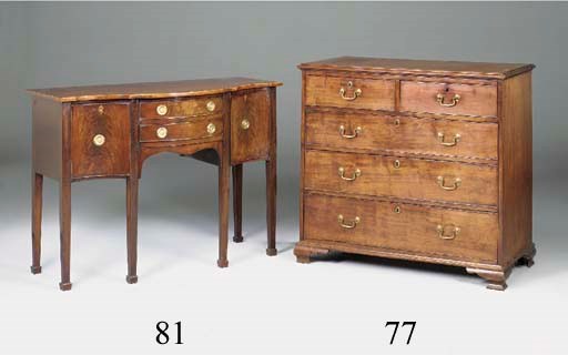 A George V mahogany serpentine bowfronted sideboard