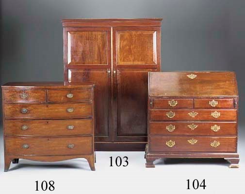 A mahogany bureau, 19th century