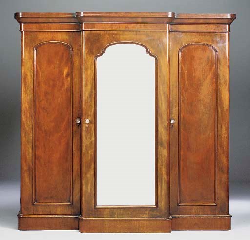 A Victorian mahogany breakfront wardrobe