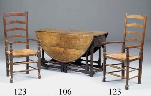 An oak double gateleg table, the base 18th century, the top 19th century
