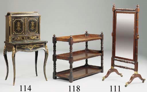 A mahogany cheval mirror, early 19th century and later