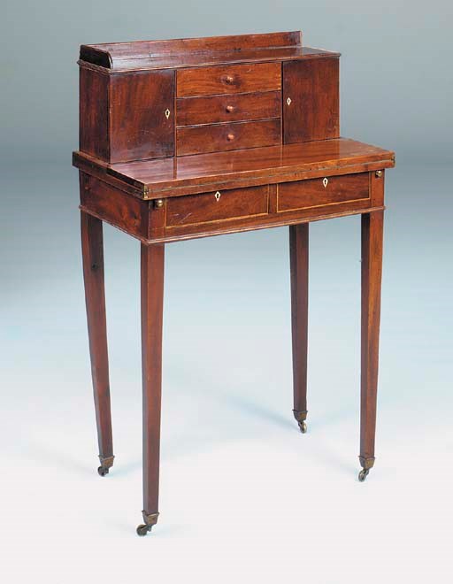 A GEORGE III MAHOGANY BONHEUR DU JOUR
