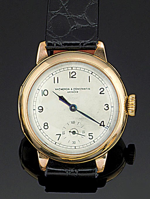 VACHERON & CONSTANTIN, AN 18CT. GOLD WRISTWATCH CONVERTED FROM A POCKET WATCH
Vacheron & Constantin, Geneve, movement no.338551, 1907.
