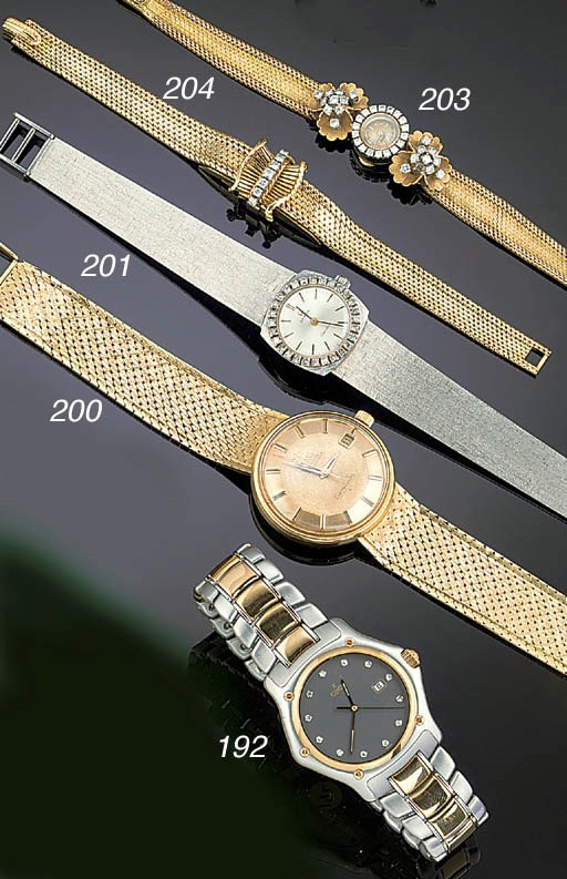 JAEGER LE COULTRE, AN 18CT. GOLD DIAMOND SET WRISTWATCH
Signed Jaeger Le Coultre, circa 1950.