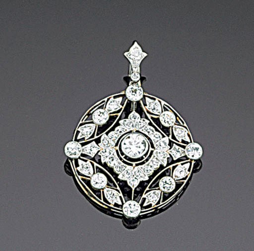 An Edwardian, diamond brooch/pendant necklace,