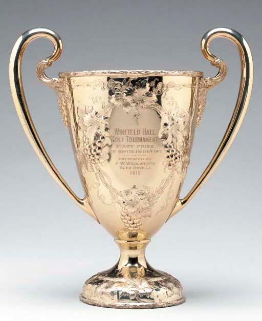 AN AMERICAN SILVER-GILT TWO-HANDLED TROPHY CUP,