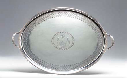 A GEORGE III SILVER TRAY,