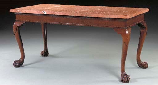 A GEORGE II STYLE MAHOGANY SIDE TABLE,