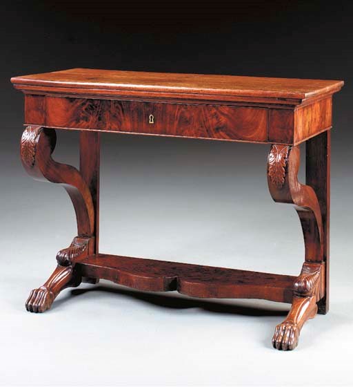 A RESTAURATION MAHOGANY CONSOLE TABLE,