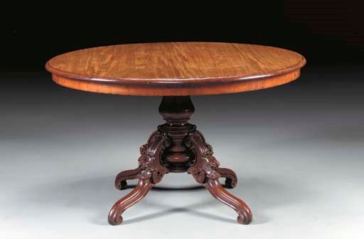 A VICTORIAN MAHOGANY CENTER TABLE,