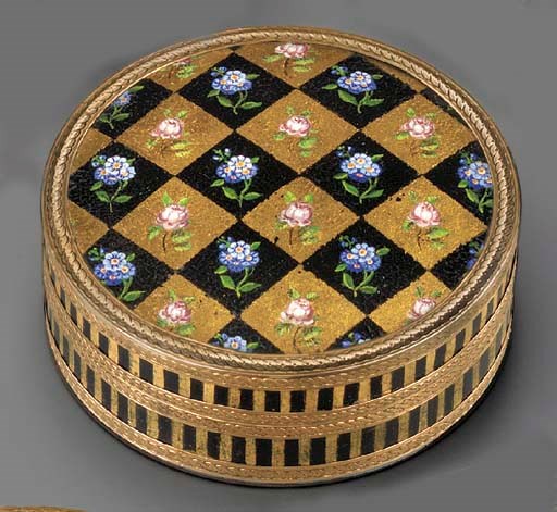 A LOUIS XVI GOLD-MOUNTED LACQUER BONBONNIÈRE