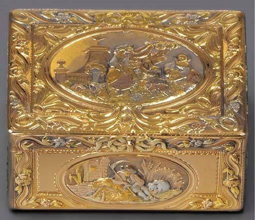 A LOUIS XV VARI-COLOUR GOLD SNUFF-BOX