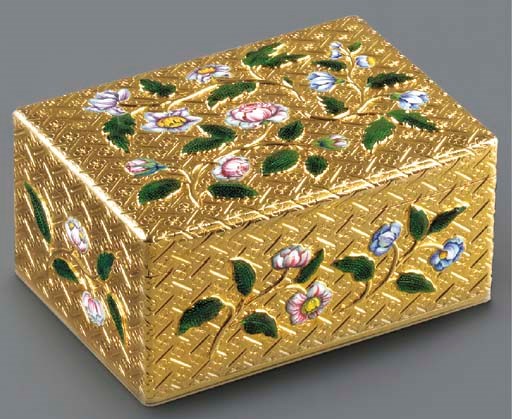 A LOUIS XV ENAMELLED GOLD SNUFF-BOX