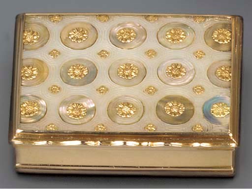 A LOUIS XV MOTHER-OF-PEARL AND GOLD SNUFF-BOX