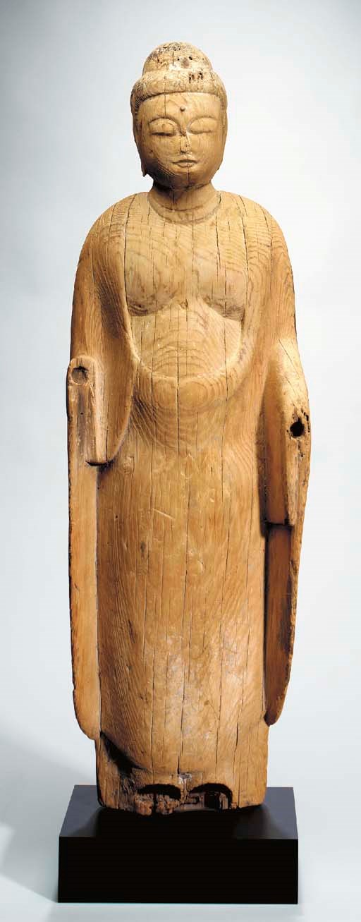 Wood Standing Figure of Buddha
