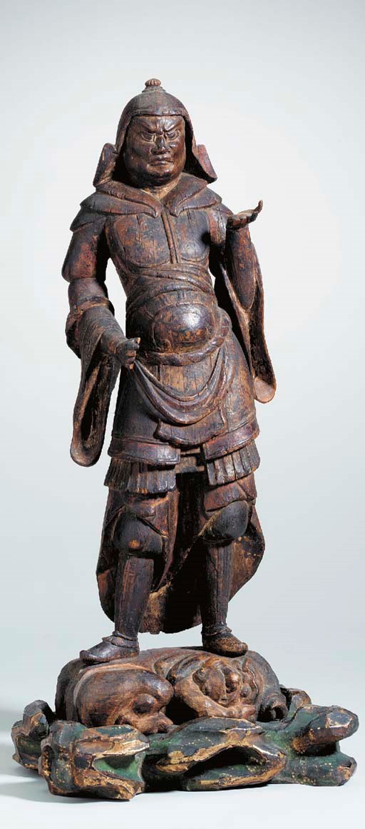 A Wood Figure of a Guardian King (Bishamonten)