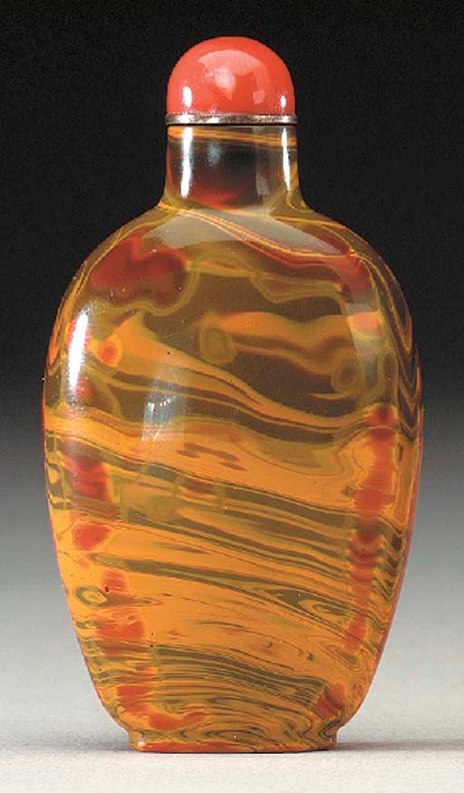 A REALGAR GLASS BOTTLE