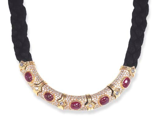 A RUBY AND DIAMOND NECKLACE, BY BULGARI