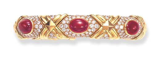 A RUBY AND DIAMOND CUFF BRACELET, BY BULGARI